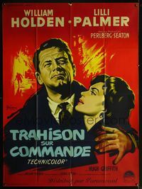 3v481 COUNTERFEIT TRAITOR French 1panel '62 art of William Holden & Lilli Palmer by Boris Grinsson!