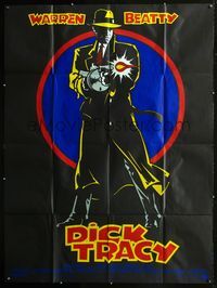 3v494 DICK TRACY French 1p '90 great full-length comic book art of Warren Beatty firing tommy gun!