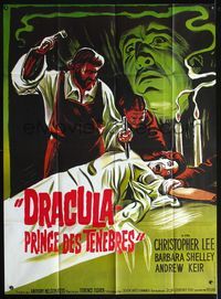 3v502 DRACULA PRINCE OF DARKNESS French 1p R80s different art of Christopher Lee & vampire staked!