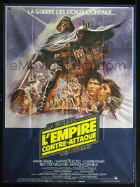 3v507 EMPIRE STRIKES BACK French 1panel '80 George Lucas sci-fi classic, cool artwork by Tom Jung!