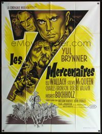 3v609 MAGNIFICENT SEVEN French one-panel R1960s John Sturges' 7 Samurai western, cool different art!