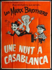 3v629 NIGHT IN CASABLANCA French 1panel R60s great art of The Marx Brothers, Groucho, Chico & Harpo!