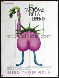 3v647 PHANTOM OF LIBERTY French one-panel '74 Luis Bunuel, wacky erotic Statue of Liberty art!