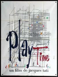 3v651 PLAYTIME French one-panel movie poster '67 Jacques Tati, great artwork by Baudin & Ferracci!