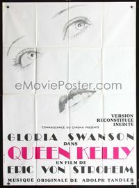 3v656 QUEEN KELLY French 1p R85 Erich von Stroheim, wonderful art of Gloria Swanson's eyes & mouth!