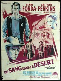 3v694 TIN STAR French 1panel '57 different art of cowboys Henry Fonda & Anthony Perkins by Grinsson!
