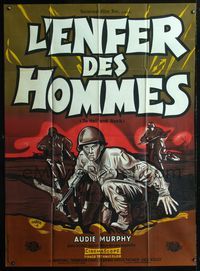 3v695 TO HELL & BACK French one-panel poster '55 cool different art of Audie Murphy by C. Belinsky!