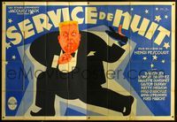 3v380 SERVICE DE NUIT French two-panel '32 Henri Fescourt, art of man in tuxedo trying to be quiet!