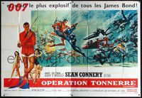 3v381 THUNDERBALL French two-panel '65 art of Sean Connery as James Bond 007 by Robert McGinnis!