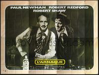 3v373 STING French 8p '74 different close up of con men Paul Newman & Robert Redford by Landi!