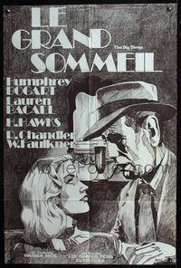 3v398 BIG SLEEP French 31x46 movie poster R78 art of Humphrey Bogart & sexy Lauren Bacall by Daulle!