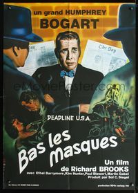 3v402 DEADLINE-U.S.A. French 30.5x43 R75 newspaper editor Humphrey Bogart, different art by JCB!