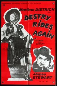 3v403 DESTRY RIDES AGAIN French 30.5x46.25 R80s great image of James Stewart & full-length Dietrich