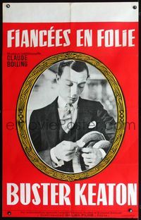 3v420 SEVEN CHANCES French 29.5x46.5 R50s great c/u of would-be groom Buster Keaton holding hat!