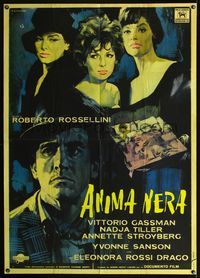 3v202 ANIMA NERA Italian 1panel '62 Roberto Rossellini, art of Vittorio Gassman & 3 pretty ladies!