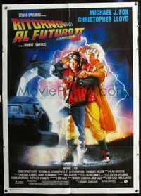 3v204 BACK TO THE FUTURE II Italian 1panel '89 art of Michael J. Fox & Christopher Lloyd by Struzan!