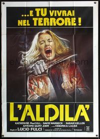 3v207 BEYOND Italian 1p '81 Lucio Fulci, disturbing art of girl getting throat slashed by Sciotti!