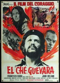 3v211 BLOODY CHE CONTRA Italian one-panel movie poster '68 Paolo Heusch's El Che Guevara, free Cuba!