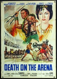 3v229 COLOSSUS OF THE ARENA English title Italian 1p '62 art of Forest as Maciste,Death on the Arena