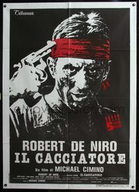 3v235 DEER HUNTER Italian 1panel '79 art of Robert De Niro holding gun to his head, Michael Cimino