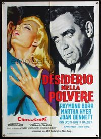3v237 DESIRE IN THE DUST Italian one-panel '61 different art of Raymond Burr & Martha Hyer by Manno!