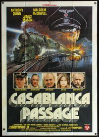 3v306 PASSAGE Italian one-panel '79 Anthony Quinn, James Mason, Casablanca Passage, cool train art!