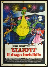 3v308 PETE'S DRAGON Italian one-panel '78 Walt Disney, cool different art of dragon & top cast!