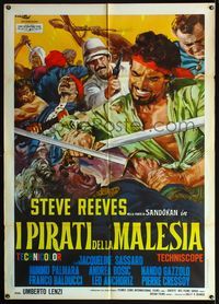 3v310 PIRATES OF MALAYSIA Italian 1panel '64 cool c/u art of swashbuckler Steve Reeves by Ciriello!