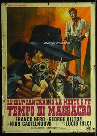 3v215 BRUTE & THE BEAST Italian 1panel '66 Lucio Fulci, art of Franco Nero pointing gun by Symeoni!