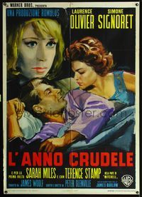 3v347 TERM OF TRIAL Italian 1panel '62 art of Laurence Olivier, Simone Signoret & Miles by Manfredo!