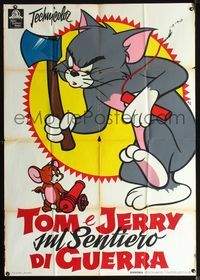 3v350 TOM & JERRY Italian 1p 1961 great art of Tom with axe & dynamite by Jerry w/cannon by Nano!