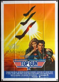 3v351 TOP GUN Italian one-panel '86 great image of Tom Cruise & Kelly McGillis, Navy fighter jets!
