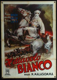 3v361 WHITE DEVIL Italian 1p '47 Il Diavolo Bianco, art of man in white on white horse by Ciriello!