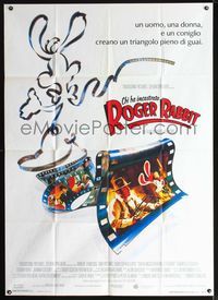 3v362 WHO FRAMED ROGER RABBIT Italian 1p '88 Robert Zemeckis, Bob Hoskins, cool film strip design!