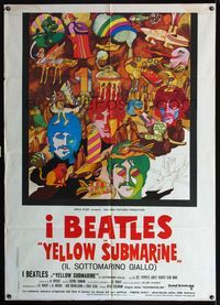3v366 YELLOW SUBMARINE Italian one-panel R70s psychedelic art of Beatles John, Paul, Ringo & George!