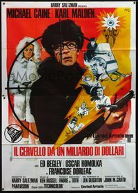 3v135 BILLION DOLLAR BRAIN Italian 2panel '68 Michael Caine, Karl Malden, Ken Russell, art by Nano!