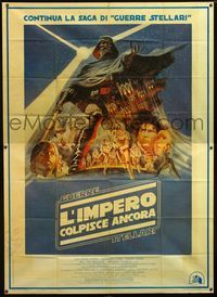 3v152 EMPIRE STRIKES BACK Italian 2panel '80 George Lucas sci-fi classic, cool artwork by Tom Jung!