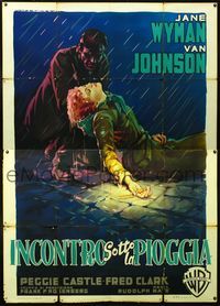 3v171 MIRACLE IN THE RAIN Italian 2p '56 best art of Van Johnson holding Jane Wyman by Martinati!