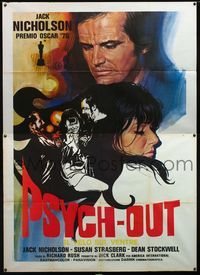 3v179 PSYCH-OUT Italian two-panel R70s AIP, different art of Jack Nicholson & Susan Strasberg!