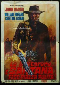 3v181 SARTANA KILLS THEM ALL Italian 2p '71 art of John Garko with gun and grenades by P. Franco!