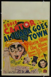 3v003 ALI BABA GOES TO TOWN WC '37 wonderful art of Eddie Cantor wearing turban by pretty girl!