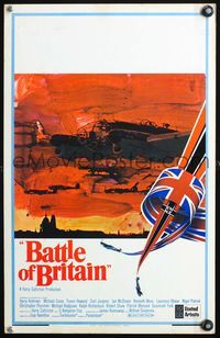 3v009 BATTLE OF BRITAIN window card movie poster '69 all-star cast in classic World War II battle!