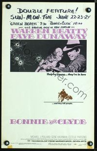 3v018 BONNIE & CLYDE window card '67 great image of classic crime duo Warren Beatty & Faye Dunaway!