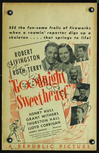 3v057 GOODNIGHT SWEETHEART window card '44 newspaper reporter Robert Livingston loves Ruth Terry!