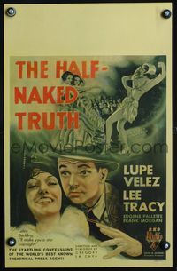 3v058 HALF-NAKED TRUTH window card '32 great artwork of Lupe Velez, Lee Tracy & sexy chorus girls!