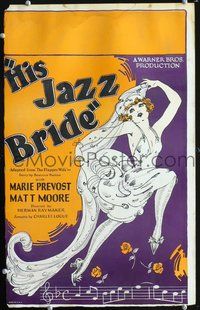 3v062 HIS JAZZ BRIDE WC '26 sexy musical art of flapper Marie Prevost in skimpy wedding gown!
