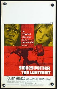 3v077 LOST MAN window card poster '69 Sidney Poitier crowded a lifetime into 37 suspensful hours!