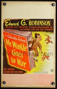 3v088 MR. WINKLE GOES TO WAR WC '44 art of Edward G. Robinson jumping from Theodore Pratt novel!