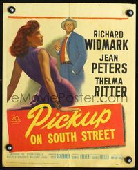 3v098 PICKUP ON SOUTH STREET WC '53 Richard Widmark & Jean Peters in Samuel Fuller noir classic!