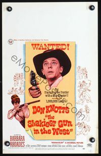 3v107 SHAKIEST GUN IN THE WEST WC '68 great image of Don Knotts on wanted movie poster!